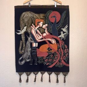 Batik and painted wall hanging